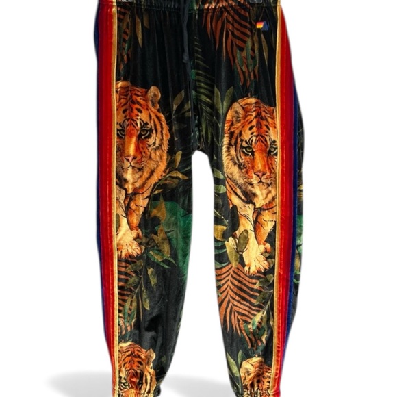 Aviator Nation Pants - Aviator Nation “Wild Jungle Tiger” Velvet Track Pants NWT